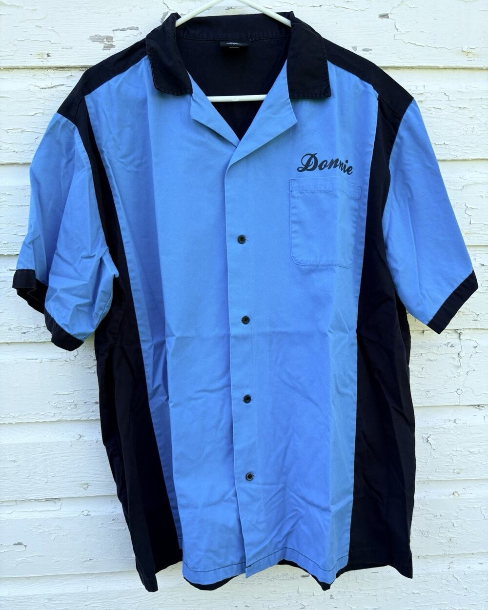 Hilton Bowling Shirt Mens XL Blue Black Cruiser Donnie The Dude Rockabilly